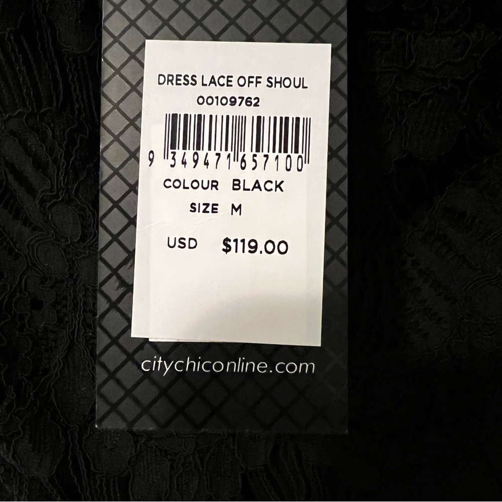 NWT City Chic Black Lace Off Shoulder Dress - Picture 9 of 9